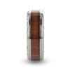 OHANA Koa Wood Inlaid Titanium Wedding Ring with Intricate Edges