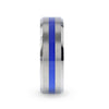 BARRY Blue Stripe Inlaid Titanium Ring With Beveled Polished Edges