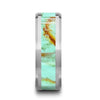 PIERRE Polished Tungsten Band with Light Blue Turquoise Inlay