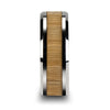 SAMARA Tungsten Ring with Bevels and Real Wood Ash Wood Inlay