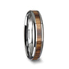 PALMALETTO Tungsten Ring with Edges and Zebra Wood Inlay