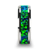 PHOTON Tungsten Beveled Band with Emerald Green & Sapphire