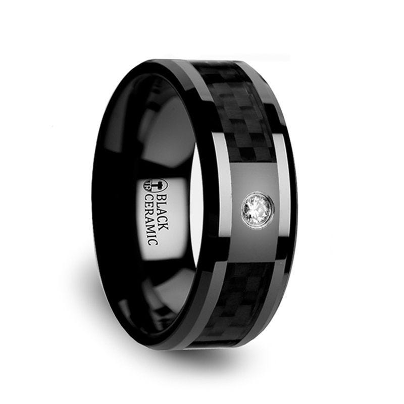 ANGUS Black Ceramic Band with Carbon Fiber Inlay and Diamond – Stokes ...