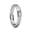 PETERSBURG Center White Tungsten Ring with Beveled Edges